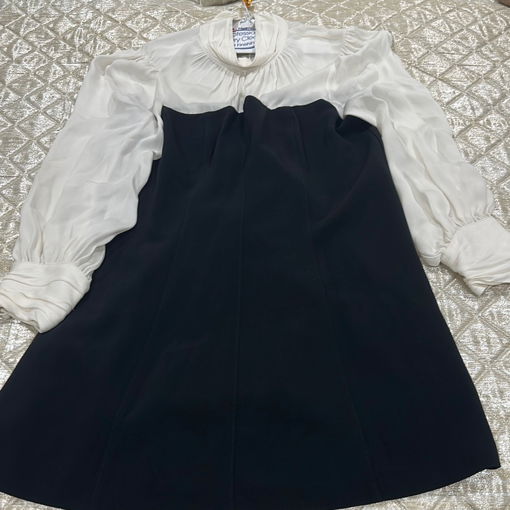 Cinq a Sept 2 Tone Black and White High Neck Dress